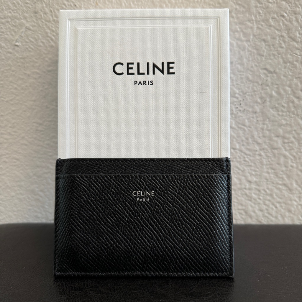 Celine Card Holder In Grained Calfskin